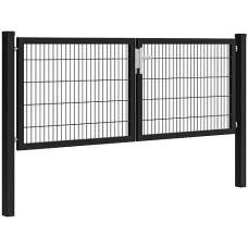 Hillfence metalen dubbele poort Premium-line inclusief slot 300 x 100 cm zwart