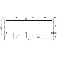 Tuinhuis Duxtail 120 vuren Luzern 300 x 200 luifel 400 cm enkele deur