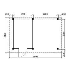 Tuinhuis Duxtail 140 douglas Wenen 200 x 300 luifel 250 cm enkele deur