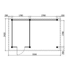 Tuinhuis Duxtail 140 douglas Wenen 200 x 300 luifel 300 cm enkele deur