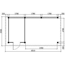 Tuinhuis Duxtail 140 douglas Wenen 200 x 300 luifel 400 cm enkele deur