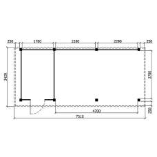 Tuinhuis Duxtail 140 douglas Wenen 200 x 300 luifel 500 cm enkele deur