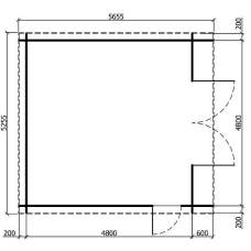 Garage Bloktail vuren 45 mm Finn 500 x 500 cm